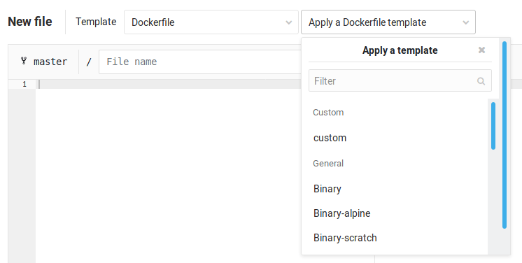 Custom template dropdown list